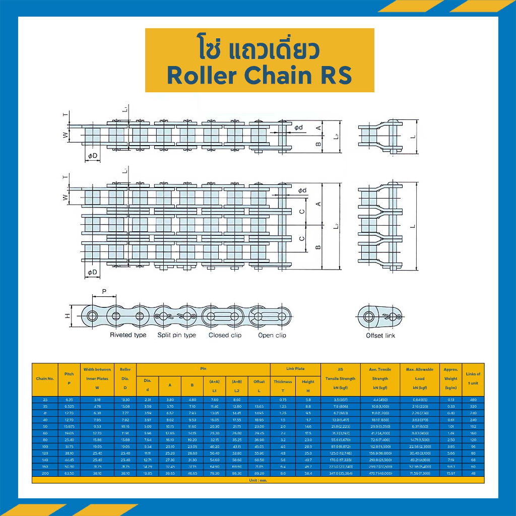 โซ่เหล็ก-chain-เบอร์-40-แถวเดียว-rs40-steel