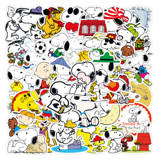 พร้อมส่ง！Snoopyสนูปี้ PEANUTS sticker 50ชิ้น สติกเกอร์กันน้ำรูปแบบที่แตกต่างกัน 04 serious