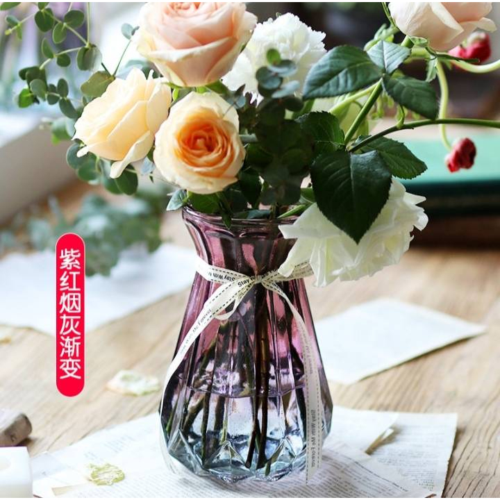รูปภาพสินค้าแรกของแจกันดอกไม้ แก้วโปร่งใสแจกันยุโรปห้องนั่งเล่นที่เรียบง่ายตกแต่งในสไตล์การจัดดอกไม้