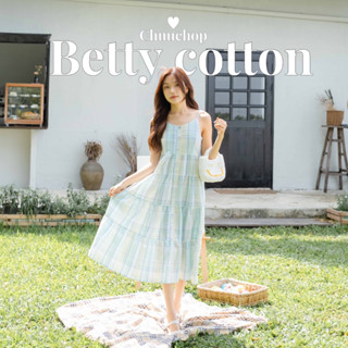 CHUUCHOP_พร้อมส่ง(C7056)🌷°🦋 ‧₊ BETTY COTTON dress เดรสยาวสายเดี่ยวสีเขียวเหลือง