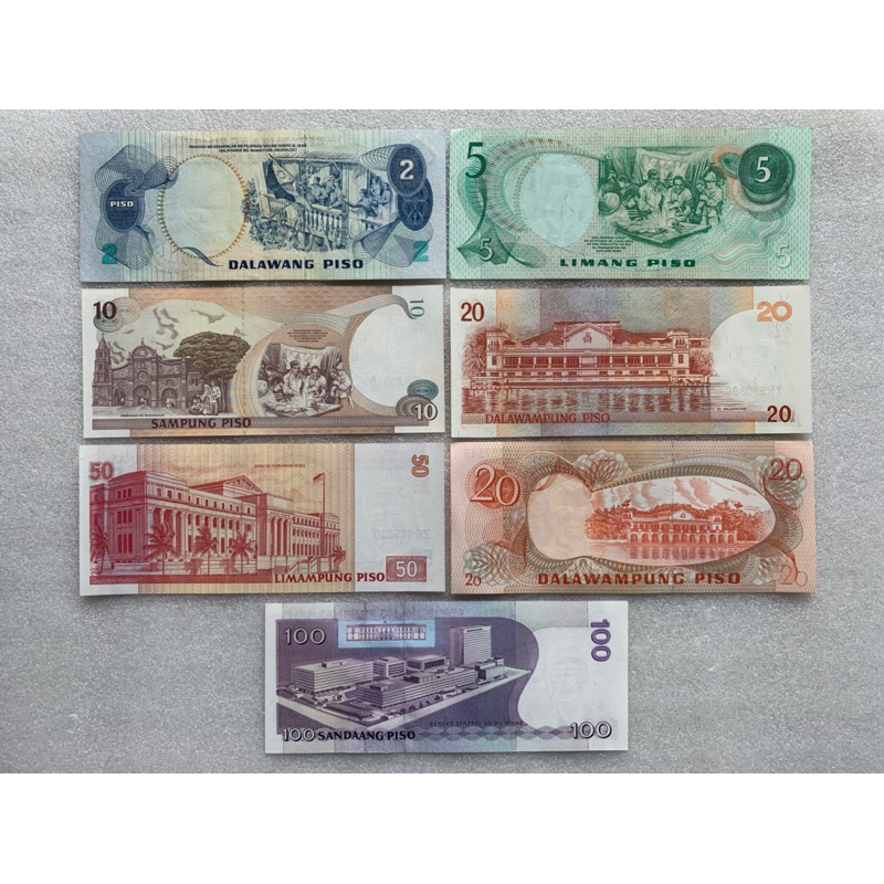 ธนบัตรของประเทศฟิลิปปินส์-ปี1974-2015ยกชุด7ใบ-unc