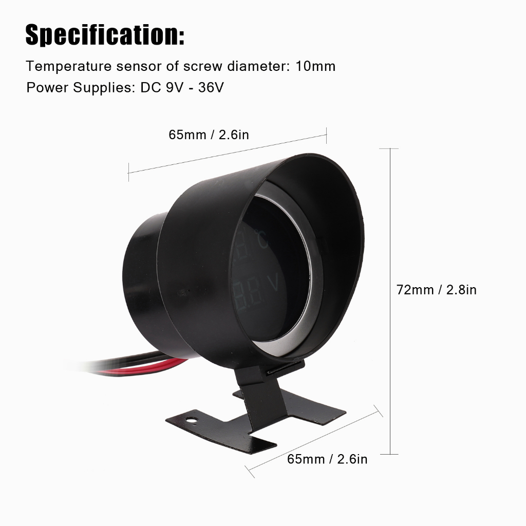 โวลต์มิเตอร์แรงดันไฟฟ้า-2-in-1-เกจวัดอุณหภูมิหม้อน้ำ-น้ำยาหล่อเย็น-ความดันไฟแบตเตอรี่-12v24v-โวลต์มิเตอร์-เกจวัดความร้อน