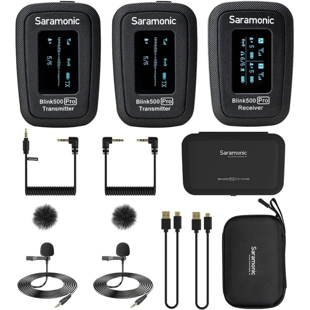 Saramonic Blink 500 Système de microphone sans fil double canal ultra compact TX+RX pour appareil photo reflex numérique sans miroir - 2,4 GHz
