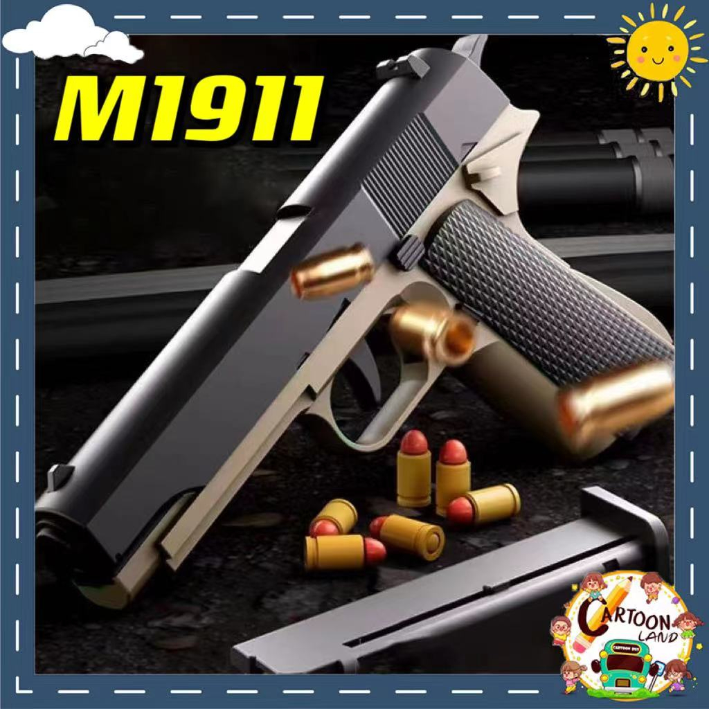 ภาพหน้าปกสินค้าปืนของเล่น ปืนพก ปืนเนิร์ฟ ปืนของเล่นเด็ก m1911 Glockดีดกระสุนออกโดยอัตโนมัติ ปืนพกของเล่น เลียนแบบสู