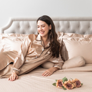 Aspire Toffee Rose ผ้าคอตตอนซาทีนทอ 700 เส้นด้าย Cotton 100% (Bed sheet set 700 TC Cotton 100%)