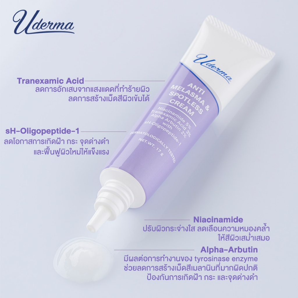 uderma-anti-melasma-amp-spotless-cream-5-กรัม-ครีมทาฝ้ายูเดอร์มา-จุดจบ-ฝ้า-กระ