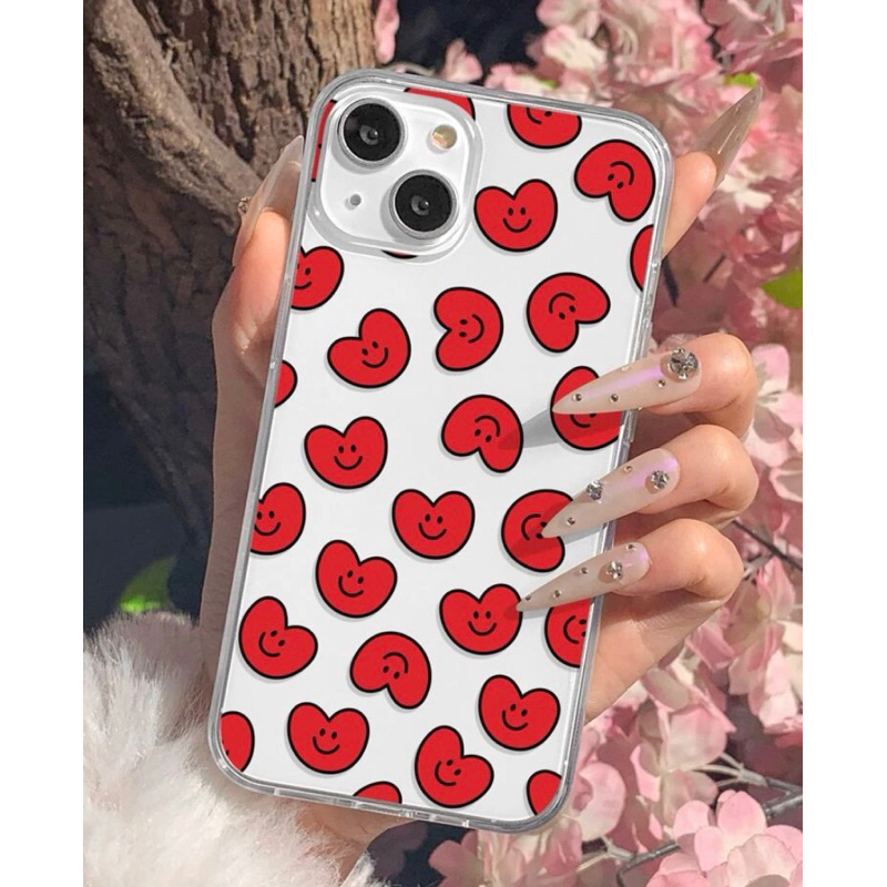 เคสไอโฟนใสหัวใจแดงยิ้ม-i6-14promax-case-iphone-เคสมือถือ-เคสหัวใจแดง-เคสเกาหลี-เคสการ์ตูน-เคสมินิมอล-เคสใสสกีนลาย