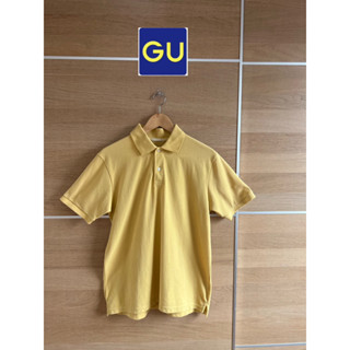 GU x cotton  xM เสื้อ Polo คอปก ชาย สีเหลืองสวย ใหม่กริบ  อก 38 ยาว 24 • Code : bc26(2)