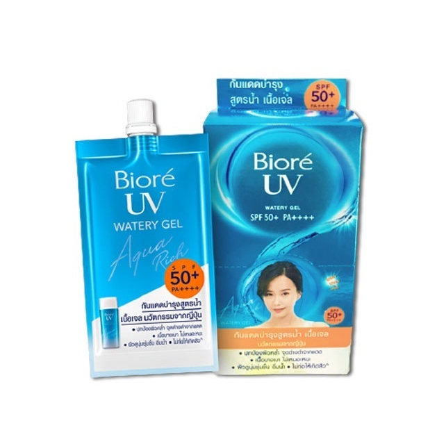 biore-uv-aqua-rich-watery-gel-spf50-pa-ครีมกันแดดบิโอเร-ยูวี-ยกกล่อง-6-ซอง