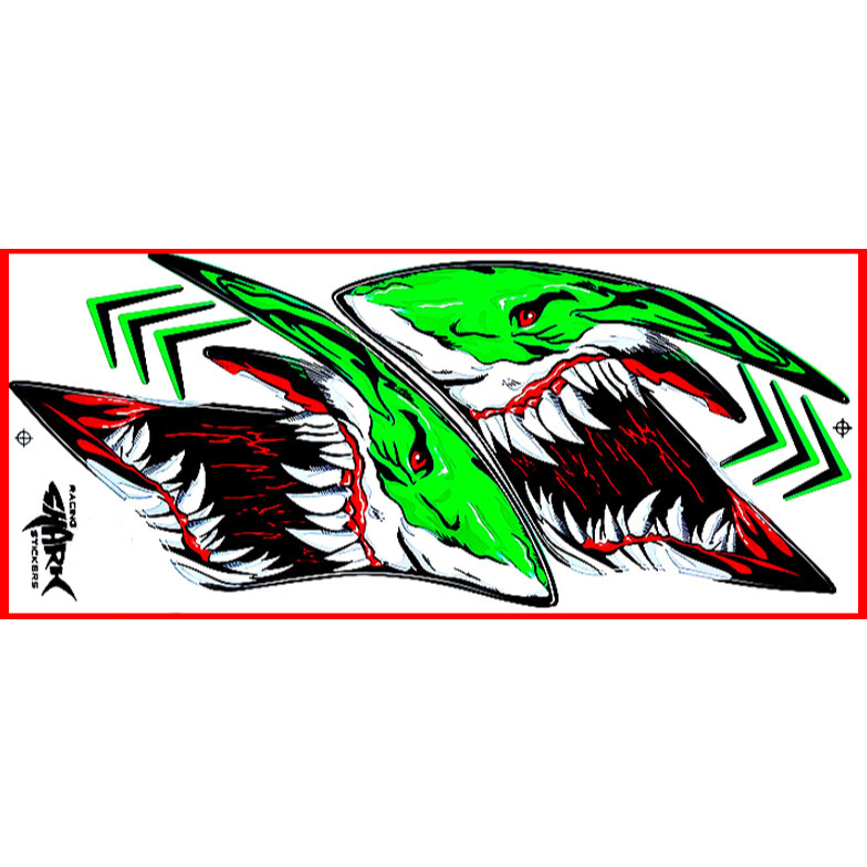 สติกเกอร์ ปากฉลาม SHARK RACING (สีเขียว) ปีศาจ สติกเกอร์แต่งรถ สำหรับรถ ...