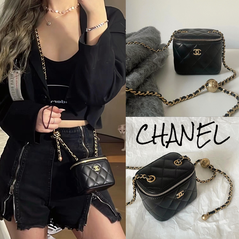 chanel-ชาแนล-ลูกโกลเด้น-ลูกเล็ก-โซ่-คลาสสิก-กระเป๋าสะพายสี่เหลี่ยม-กระเป๋าสะพายข้าง-กระเป๋าสี่เหลี่ยม-กล่องสี่เหลี่ยม