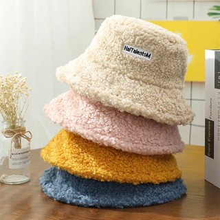 HAT หมวกขนแกะ บัคเก็ต สไตล์เกาหลี สีพื้น แฟชั่น ใส่ได้ทั้งผู้หญิงและผู้ชาย สินค้าพร้อมส่ง