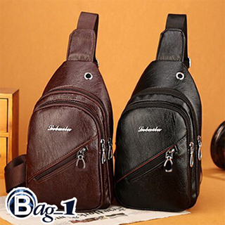 bag_1(BAG924) K2กระเป๋าคาดอกหนังเงามีเส้นแถบเฉี่ยง