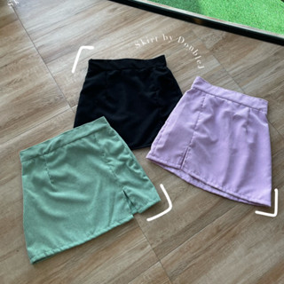 mini skirt🍬 กระโปรงผ้าลูกฟูกกำมะหยี่ ผ่าข้าง พร้อมส่ง ใส่เที่ยวใส่ทำงานได้ กระโปรงทรงเอผ่าหน้า สีพาสเทล