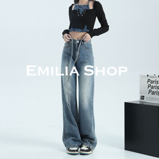 EMILIA SHOP กางเกงขายาว กางเกงเอวสูง กางเกงขายาวผู้หญิงสไตล์เกาหลี  2022 ใหม่ ES220245