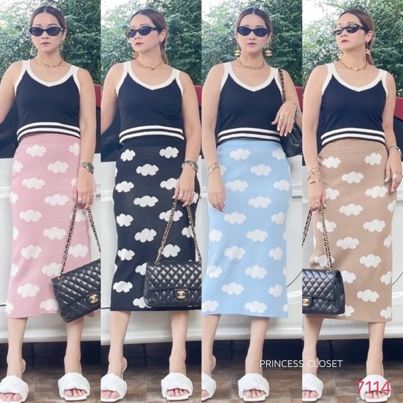 bybeyond กระโปรง ไหมพรม ลายเมฆ ทั้งตัว สไตล์เกาหลี น่ารัก สุดๆ | Shopee ...
