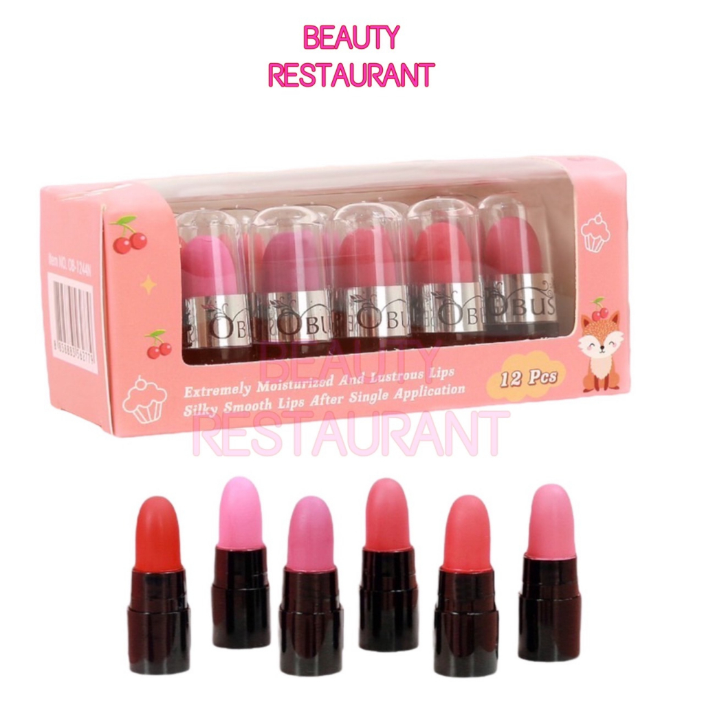 obuse-mini-lipstick-moisturized-ob-1244n-โอบิวซ์-ลิปจิ๋ว-12-ชิ้น-12-สี-สีชัด-ติดทน