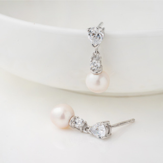 AR-Kang Collection***ต่างหูWhite Pearl , White Cz  (เงินแท้92.5%)