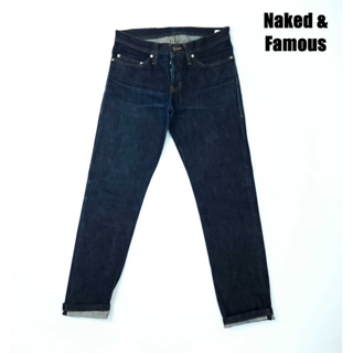 ยีนส์ริมแดง Selvedge Naked &amp; Famous เอว 31 (ป้าย32)ผ้าด้าน สีเข้ม ขาเดฟ (มีตำหนิ)