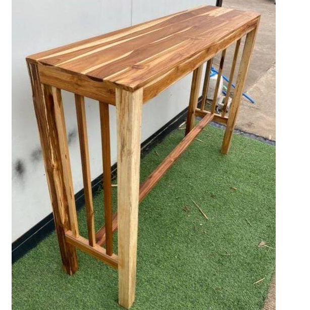 sukthongเเพร่-โต๊ะบาร์ไม้สักเเท้-สไตล์โมเดิร์น-35x135-สูง-95ซม-โต๊ะเคาว์เตอร์บาร์-โต๊ะบาร์อาหาร-สีสักธรรมชาติเคลือบด้าน