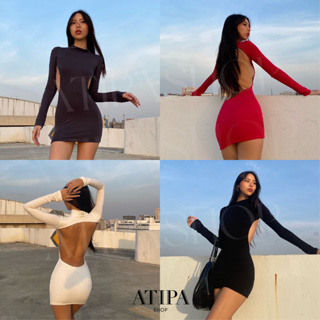 Atipashop - CARINE DRESS เดรสสั้น แขนยาว ทรงคอเต่า เว้าหลัง