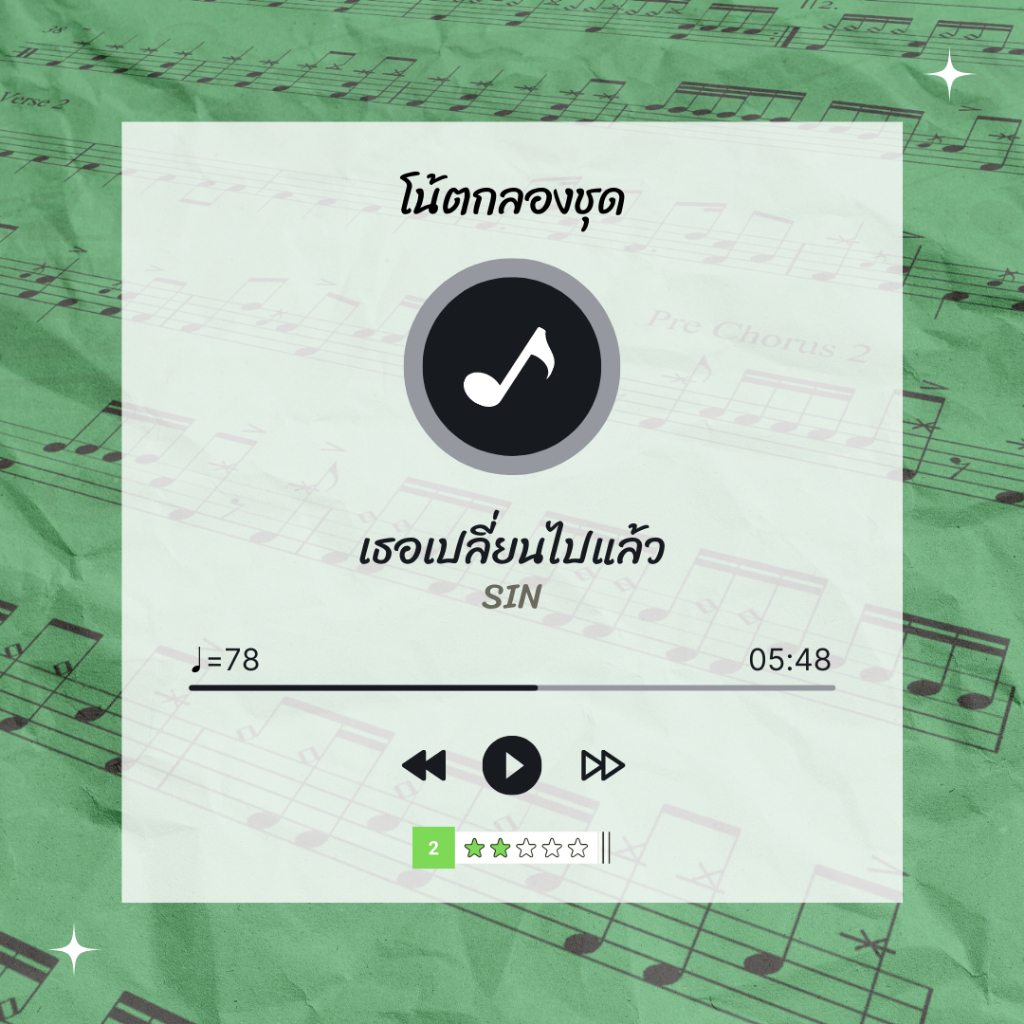 โน้ตกลอง-เพลง-เธอเปลี่ยนไปแล้ว-sin-โน้ตกลองชุด-by-eaddydrum