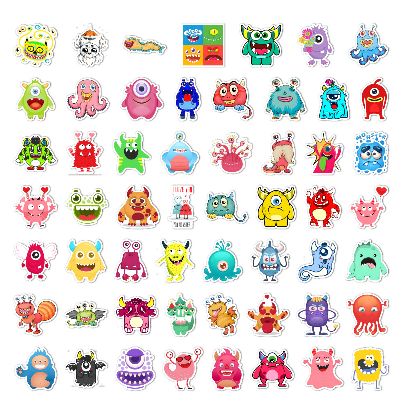 พร้อมส่ง-สัตว์ประหลาด-น่ารักมาก-cute-monster-sticker-สติกเกอร์กันน้ำรูปแบบที่แตกต่างกัน-50ชิ้น-cartoon