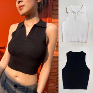 Polo Crop Tank top - เสื้อครอปโปโลแขนสั้น | FAVOR.CO