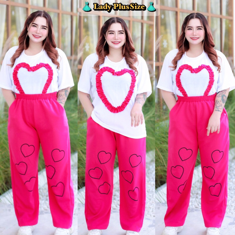 ภาพสินค้าNews L119 เซ็ตขายาวหัวใจ3Dลูกไม้สก็อต Set 2ชิ้น(เสื้อ+กางเกง) ชายระบาย สาวอวบอ้วน Bigsize จากร้าน ladyplussize_shop บน Shopee ภาพที่ 5