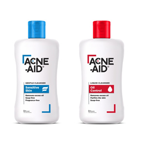 ถูกที่สุด!!!!! Acne aid Gentle cleanser  สีฟ้า / Liquid cleanser สีแดง 100 ml.