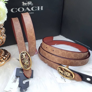 🎀 (สด-ผ่อน) เข็มขัดหญิง 0.75 นิ้ว งาน Shop C3271 XS Horse And Carriage Medallion Buckle Reversible Belt