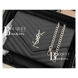 New Ysl Clutch สีดำ อะไหล่เงิน