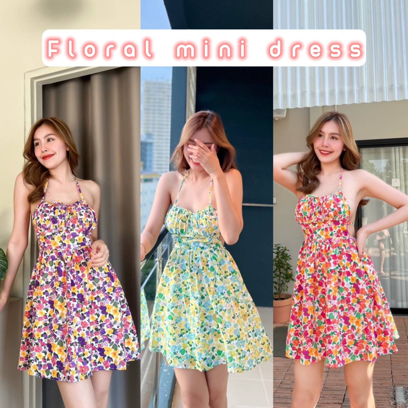 MULMUL FLORAL WHISPERS BLOCK PRINTED TIERED MINI DRESS