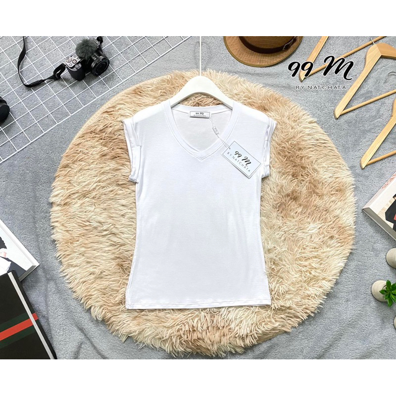 ผ้าเรย่อน-คอวีแขนพับ-เสื้อเรย่อนสีพื้น-ผ้านิ่ม-ใส่สบาย