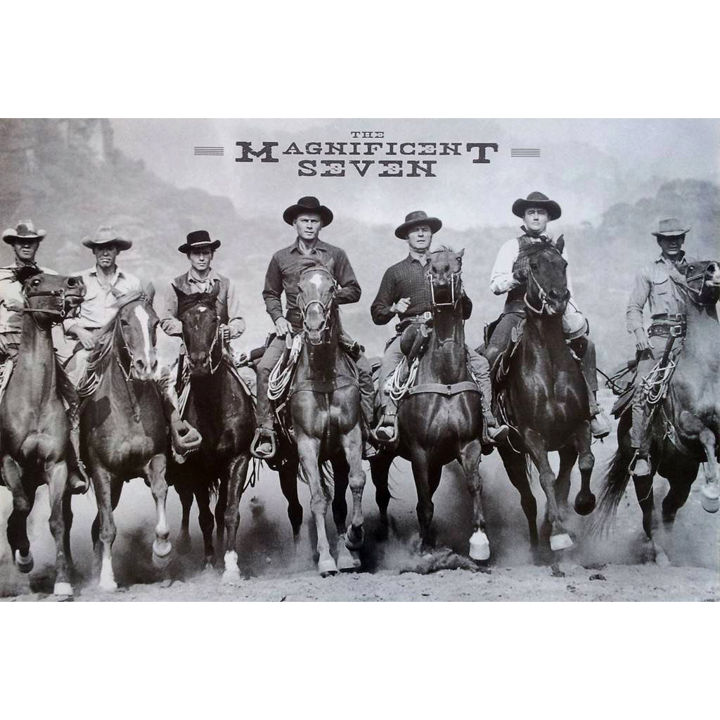 โปสเตอร์-the-magnificent-seven-หนัง-cowboy-คาวบอย-7-สิงห์แดนเสือ-ติดผนัง-สวยๆ-ม้า-อเมริกา-poster