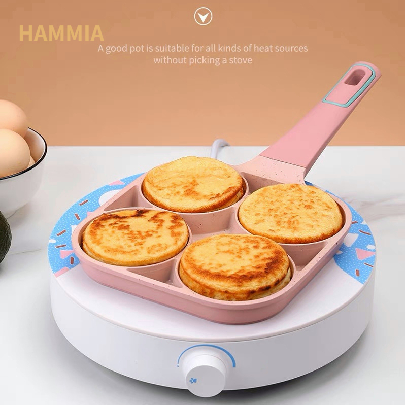 hammia-กระทะทอดไข่-4-หลุมก้นแบนไม่ติดกระทะ-ถ้วยแพนเค้กไข่เจียวกระทะสำหรับห้องครัว