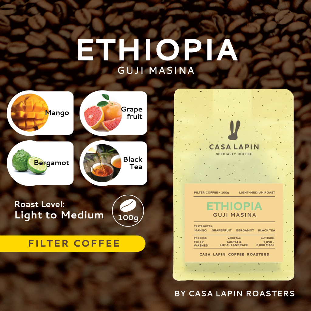 ethiopia-guji-masina-100g-เมล็ดกาแฟสำหรับชง-drip-filter-l-อาราบิก้า100-l-coffee-beans-l-casa-lapin-coffee-roasters
