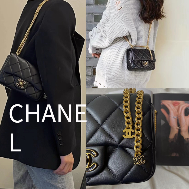 chanel-chanel-classic-flap-cf-สายโซ่-double-c-หนังแกะตะเข็บ-กระเป๋าสะพาย