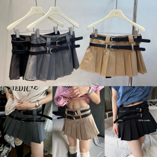 JENNY MIMI SKIRT(S,M: 490฿ฟรีส่ง) กระโปรงกางเกงเอวต่ำ จับจีบ สไตล์Y2K งานสวยมากก มาพร้อมเข็มขัด2เส้น thouse