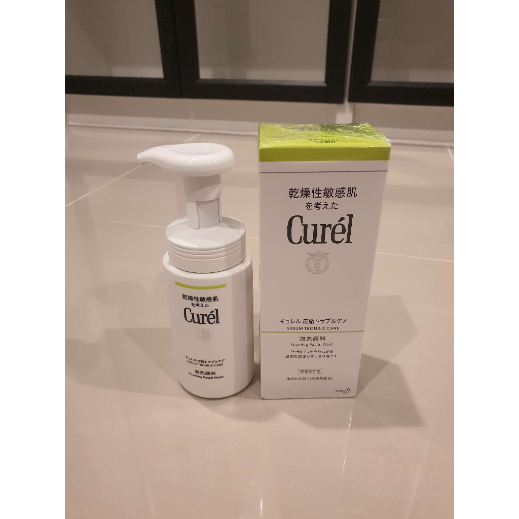 curel-sebum-trouble-care-foaming-facial-wash-ขวดสีเขียว-สำหรับผิว-sensitive-ส่งตรงจากญี่ปุ่น-ของแท้-100