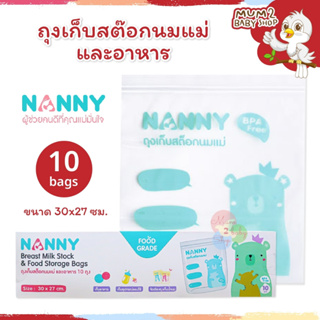 (ND006)‼️แพคเกจใหม่ล่าสุด NANNY แนนนี่ ถุงเก็บสต๊อกน้ำนมแม่ 1กล่อง บรรจุ10ใบ