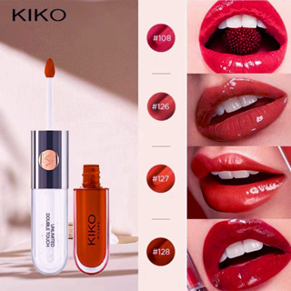 สินค้า Kiko double-headed lip glaze จัดส่งรวดเร็ว KIKO ลิปสติกสีใส Unlimited Double Touch ขนาด 6 มล.ลิปสติก ลิปกลอสจัดส่Lipstic