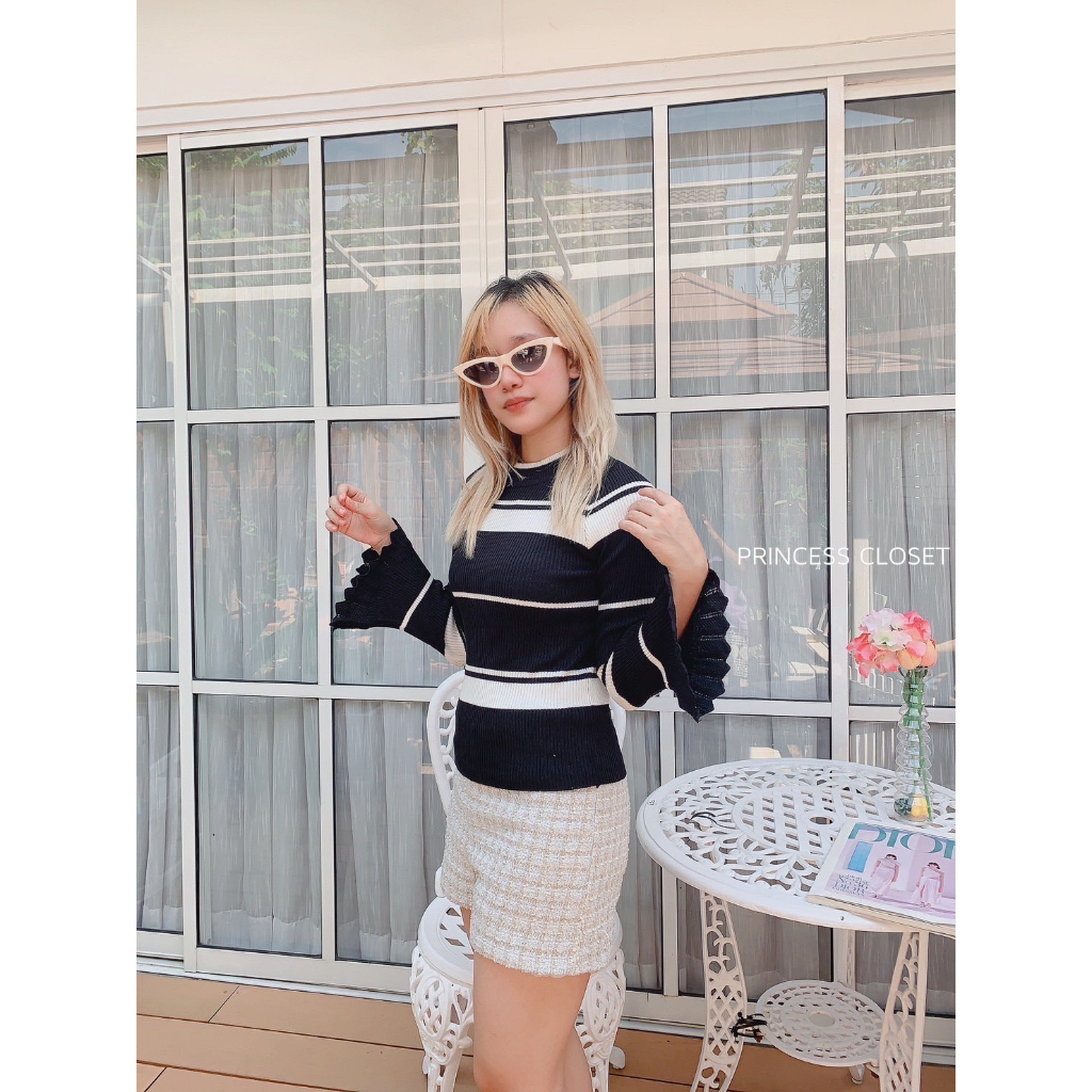 bybeyond-เสื้อไหมพรม-ผ้าร่อง-คอกลม-แขนยาว-ลายทาง-สไตล์เกาหลี-พร้อมส่ง