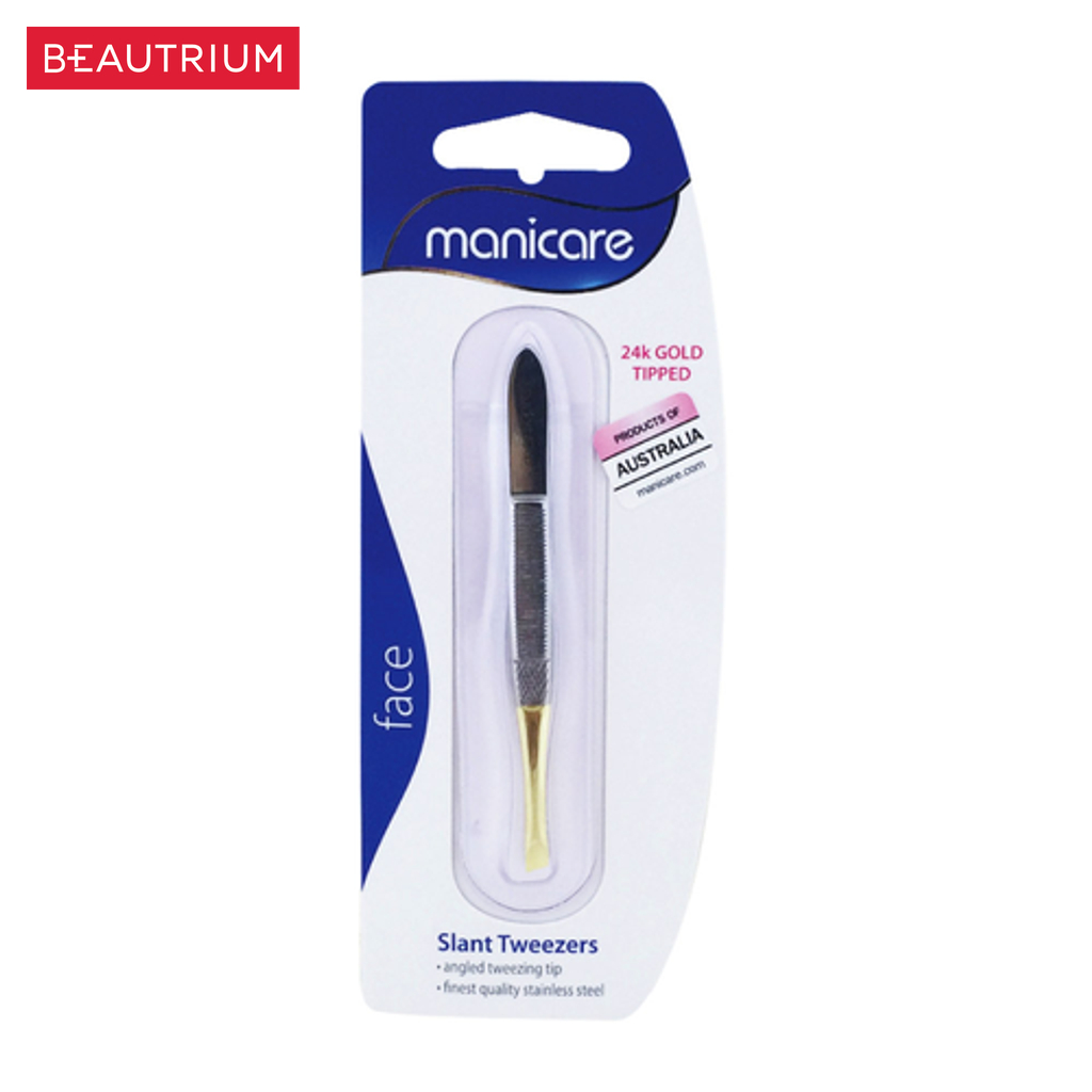 manicare-slant-tweezer-gold-tipped-แหนบถอนขน-1pcs