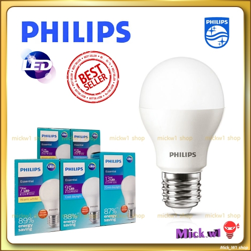 รูปภาพสินค้าแรกของPhilips หลอดไฟ LED ฟิลิปส์ Philips Bulb LED 5w, 7w, 9w, 13w ขั้วE27