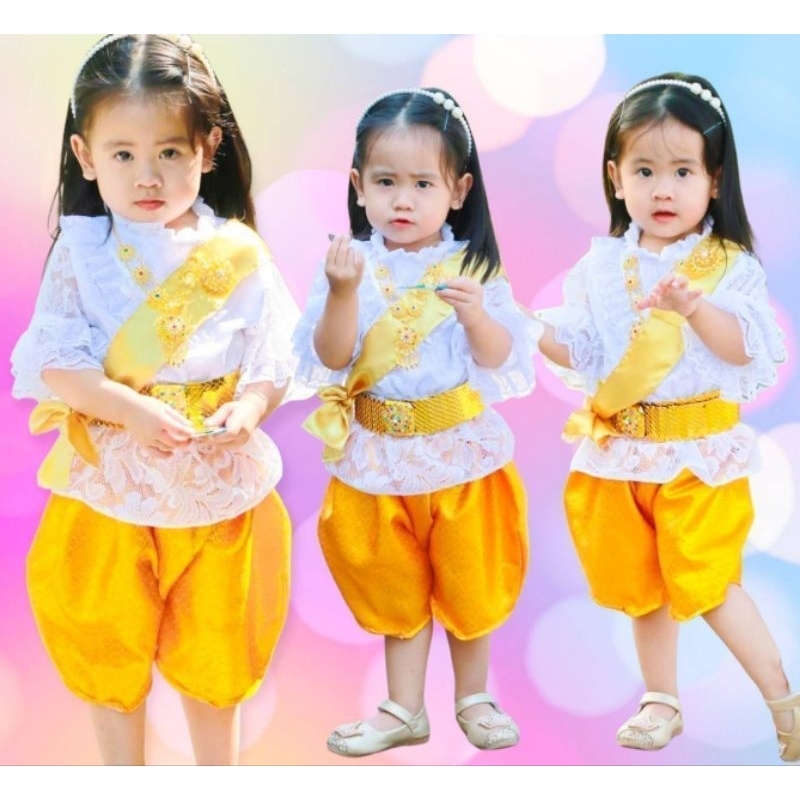 si-ชุดไทยเด็กหญิง-ชุดไทยประยุกต์ลูกไม้-ร-5-โจงผ้าดิ้น