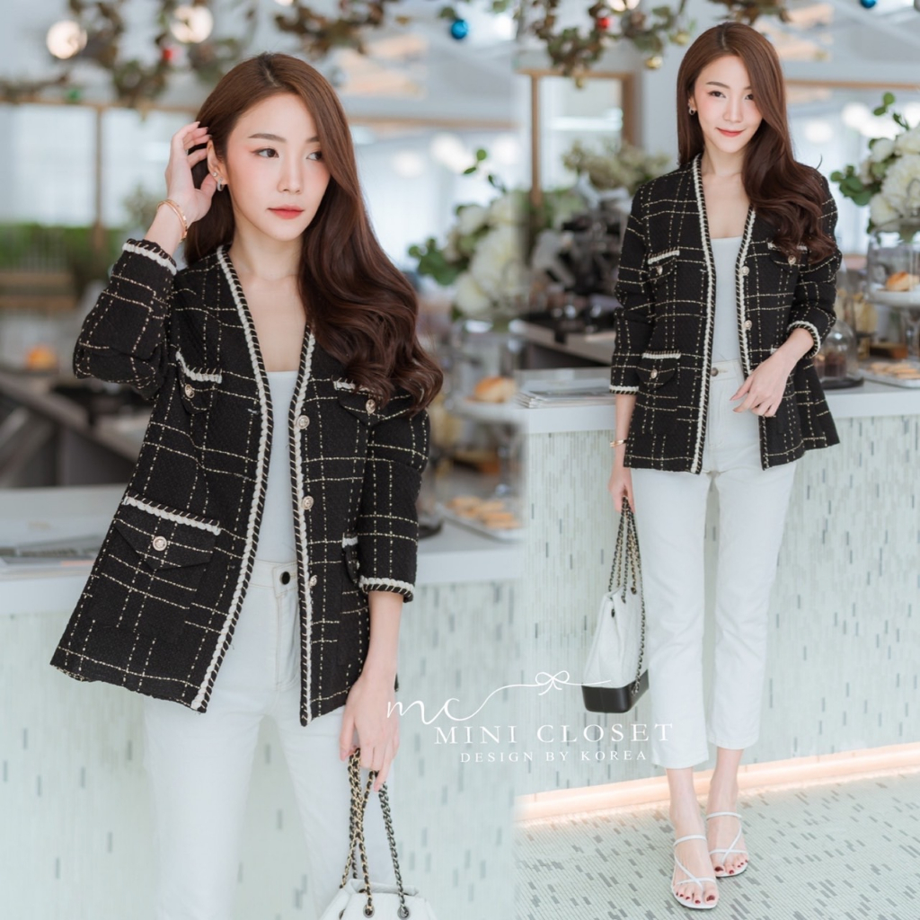 blazer-เสื้อคลุมผ้าทวีต-ดีไซน์เดินขอบกุ๊น-minicloset