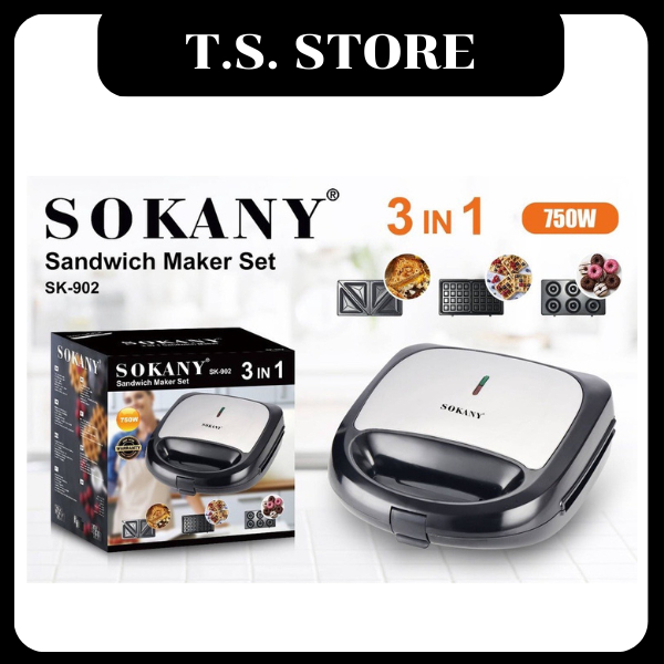 ราคาและรีวิวเครื่องทำวาฟเฟิล3in1 SOKANY พร้อมถาดอบ 3ถาด มีถาดแซนวิช ถาดวาฟเฟิล ถาดโดนัท สามารถทำได้หลักหลายในเครื่องเดียว พร้อมส่ง