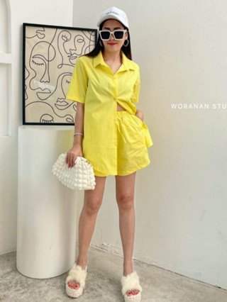 ชุดเซท2ชิ้น ทรงเสื้อเชิ้ต oversize แขน3 ส่วน มาพร้อมกางเกงขาสั้น สม็อครอบตัว งานผ้าคอตตอนเนื้อพรีเมี่ยม✨️