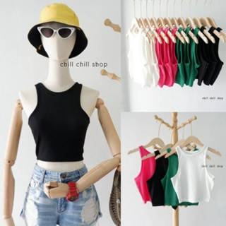 เสื้อครอปแขนกุดผ้าร่องเล็กเนื้อนิ่ม Basic Crop Top